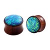 Beydodo Wooden Ear Tunnel 8-25 mm Brown with Opal Earrings