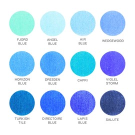 Mifuner 12Pcs Blue Colored Pencils Set, Oil Based Drawing Pencils, Pre-sharpened Wooden Professional Sketch Pencil Art Supplies for Adults, Coloring Books, No Duplicates