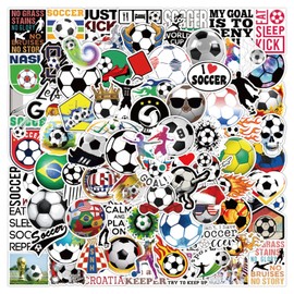 100PCS Soccer Stickers Ball Vinyl Stickers for Water Bottle, Helmet, Laptop, Phone, Sports Decals Gifts, Party Favors, Sport Sticker Football Decorations for Kids Teens Boy