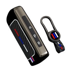 TECART Luminous Strip Key Fob Cover with Keychain Carbon Texture Key Case Key Shell Full Protection Fit For Mazda 3, Mazda 3 Hatchback, Mazda CX-5, CX-30, CX-9 3 Button Black