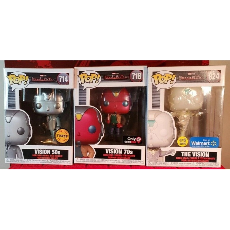 Funko Pop! WandaVision Vision #714 (Chase) , Vision #718 (70s),