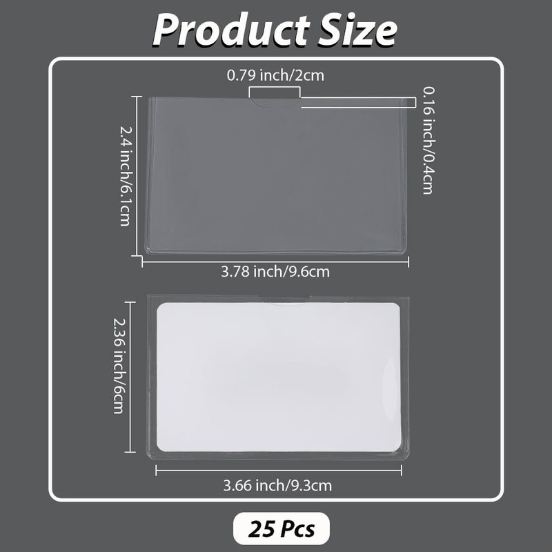 BEAMARKER 25 Pack Clear PVC Card Sleeves Waterproof Protector Holder