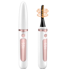 Heated Eyelash Curler Heated Lash Curler Electric Eyelash Curler 4 Heating Modes Heated Lash Curler with LED Display USB Charging Suitable for Eye Beauty Makeup (White Gold)