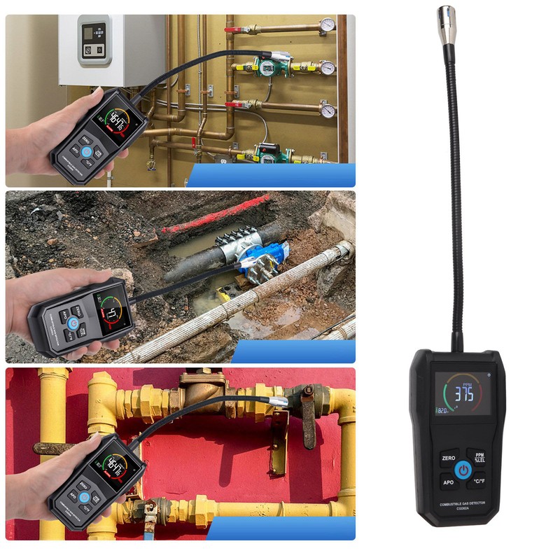 Combustible Gas Detector 50‑50000PPM LCD Display Screen Portable Gas Leak