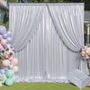 20x10 ft Wrinkle Free Silver Sequin Backdrop Curtain for Parties,Thick
