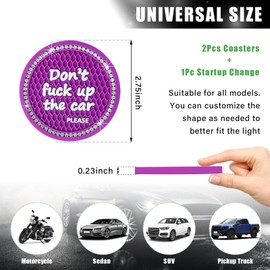 Ziciner 2 Pack Bling Car Cup Holder Coaster, 2.75 Inch Anti-Slip Auto Insert Cup Coaster, Crystal Car Drink Cup Mat Perfect for Women Girls, Universal Interior Decor Accessories (Purple)