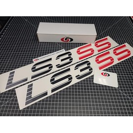 LS3 SS Decals (2-Pack) LS Swap Truck Bedside Racing Stickers Fits C/K 1500 2500 Silverado Select Color: (Gloss Black & Red)