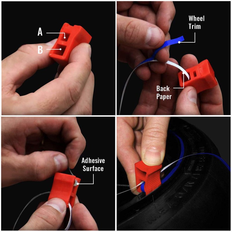 Quattroerre Refractive Wheel Trim Stripes with Applicator for Car Rims,