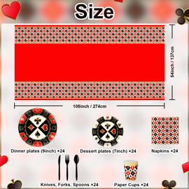 Lecheme 169 Pcs Casino Theme Party Decorations Las Vegas Poker Paper Plates and Napkins Tablecloth Casino Night Party Supplies Serve 24 for Birthday