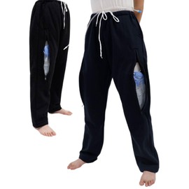 Catheter Leg Bag Pants for Men/Women, Urine Bag Holder Pants with 2 Zippered Side Pockets, Holding 2x2000ml Catheter Bag for Nephrostomy, Foley, Cystostomy, Enterostomy, Urostomy Patients (XL, Black)