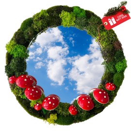 Lidy Mushroom Mirror Preserved Moss Decor - 11'' Handcrafted Decorative Mirror for Cottagecore Bedroom - Mushroom Decorations for Christmas & Nature Decor Lovers Gifts - Fairy Wall Decor Living Room