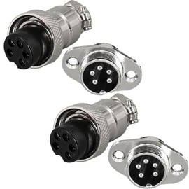 RUNCCI-YUN GX16 5-Pin Aviation Plug, Circular Metal Aviation Plug, M16 Diamond Flange GX16 Male Female Connector 5-Pin Panel Mounting Cable Connector, Pack of 2