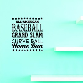 All American Baseball Sports Grand Slam Curve Ball Home Run Sign Vinyl Wall Decal Sticker Childrens Bedroom – 22 Colors Available Size: 14 Inches X 28 Inches