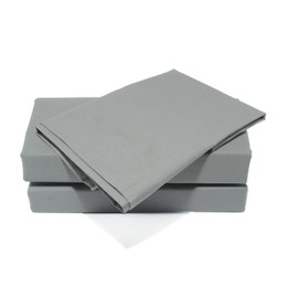Percale Fitted Sheet Pastel, Polyester-Cotton, Silver Grey, Single