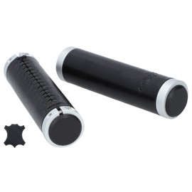 Gusti Gary F. Bicycle Handlebar Grip Leather Black Silver Matt Metal Ring