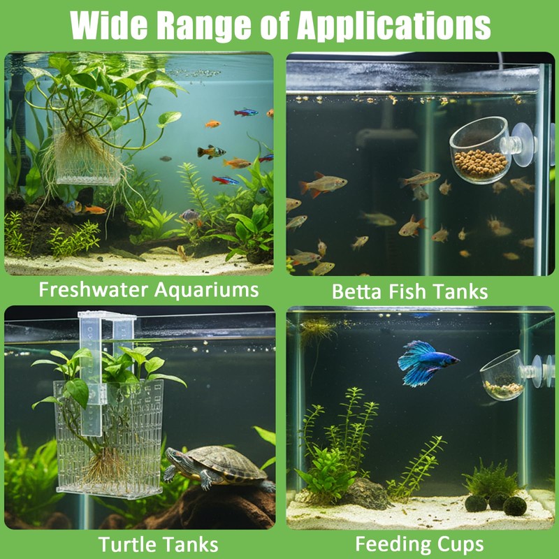 4 Pcs Hanging Aquarium Plant Holder with Feeders, Adjustable Height