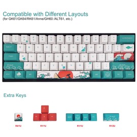 SDYZ - Teclas personalizadas 60 por ciento, adecuadas para teclados mecánicos GK61/GK64/RK61/Anne/GH60/ALT61, juego de 71 llaves, teclas PBT de perfil OEM (teclas del mar de coral)