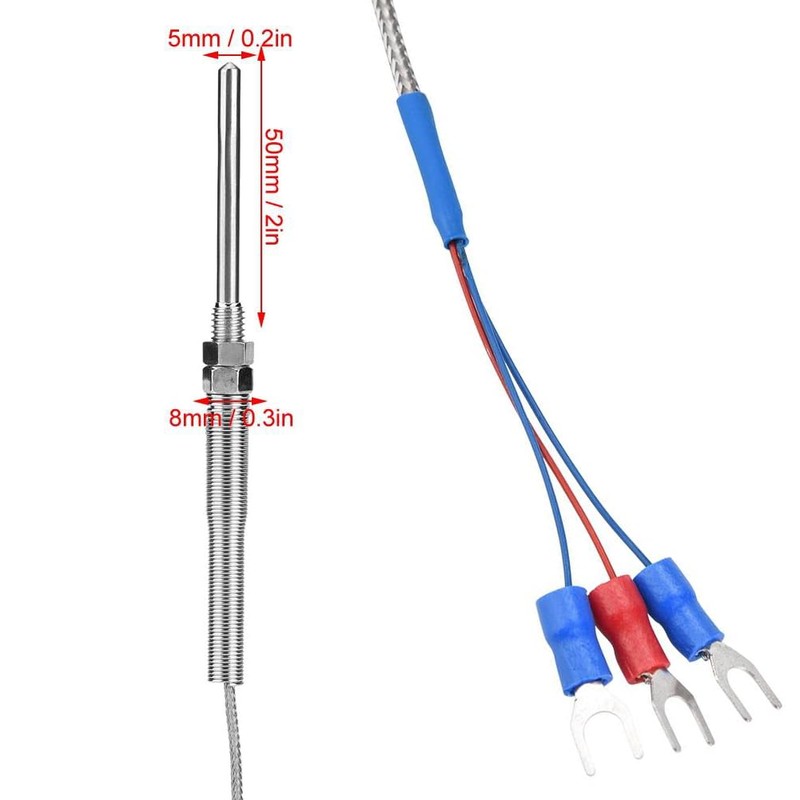 M8 Thermocouple Probe, 0-400℃ M8 Thread Temperature Sensor Pt100 Resistor