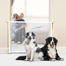 Cupount Baby Gate for Stairs - Dog Gate Indoor Mesh Pet Gates for Doorways (White, 30" H x 34" W)