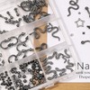 XEAOHESY 1 Box Metalpunk Style Nail Charms and Gems Gunmetal