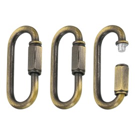 sourcing map Chain Connectors, 5mm Thick Quick Link Screw Lock Oval Clips for Chandelier Pendant Lights, Bronze, Pack of 3