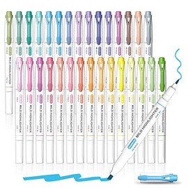 30 Colors Highlighters, Pastel Highlighter Pens Assorted Colors, Dual Tip Mild Color Highlighter Markers, Perfect for Teens, Kids and Adults Coloring, Underlining, Highlighting by Shuttle Art