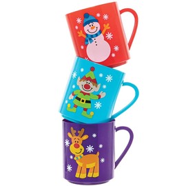 Baker Ross FX398 Tazza di Natale in Plastica - Confezione di 4, Tazze per Bambini