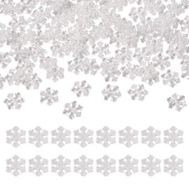 Beadthoven 200pcs Clear Acrylic Snowflake Beads for Christmas Earrings Bracelet Jewelry Making Hole:1.2mm