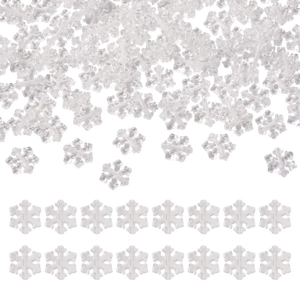 Beadthoven 200pcs Clear Acrylic Snowflake Beads for Christmas Earrings Bracelet