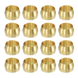 sourcing map 30Pcs Fit for 5/16" Tube OD Brass Compression Sleeve Ferrules Brass Compression Tube Fitting for Water Oil Air Pipe