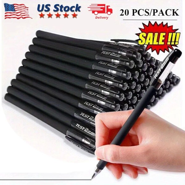 Unbranded 20PCS Ball Point Pens BLACK Gel Ink Pen Smooth