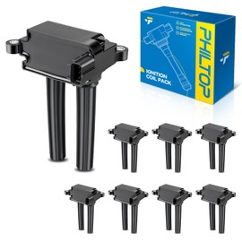 PHILTOP UF504 Ignition Coil 8 Packs Fit for 1500,1500 Classic,Ram 1500,2500,Wagoneer,300,Charger,Grand Cherokee,Durango,Challenger,Ram 2500,Grand Wagoneer,Aspen,Commander,3500,Wrangler,Magnum