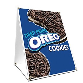 A-Frame Sidewalk Deep Fried Oreo Sign with Graphics On Each Side | 24" X 36" Print Size
