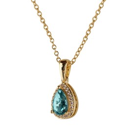 LuckyLy Collar para Mujer con Baño de Oro 14k, Cadena con Dije de Zirconia Cúbica – Joyería y Accesorios ideales como Regalos para Mujer Navidad y Regalos para Mamá Cumpleaños, Modelo Dory Turquesa