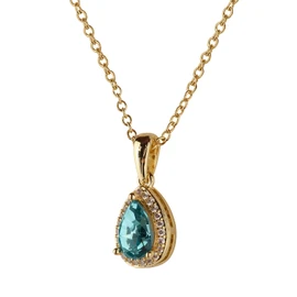 LuckyLy Collar para Mujer con Baño de Oro 14k, Cadena con Dije de Zirconia Cúbica – Joyería y Accesorios ideales como Regalos para Mujer Navidad y Regalos para Mamá Cumpleaños, Modelo Dory Turquesa