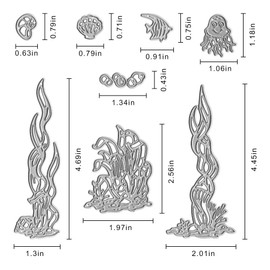 Metal Sea Grass Plant Cutting Dies,Jellyfish Shell Fish Conch Die Cuts Embossing Stencils Template Mould for Card Scrapbooking and DIY Craft Album Paper Card Decor