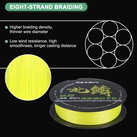 M METERXITY Braided Fishing Line, 109 Yards 0.23mm Dia Abrasion Resistant Colored Fishing Line for Saltwater/Freshwater/Ice Fishing, 8 Strand Super Strong Zero Stretch [Yellow]