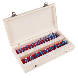 Router Bit Set- 24 Piece Kit with ¼” Shank and Wood Storage Case By Stalwart (Woodworking Tools for Home Improvement and DIY)