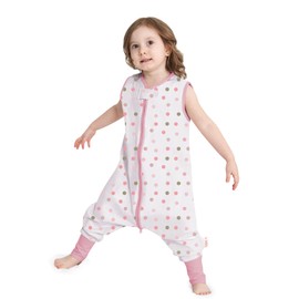 Baby Sleeping Bag with Feet, 0.5 Togs, 100% Cotton Children's Summer Sleeping Bag for Boys and Girls (Dots, S/6-18 Months)