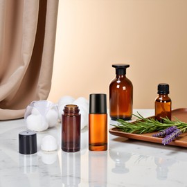 SquarezhenBo 2 Pcs 50ml Brown Essential Oil Roller Bottles,Glass Roller Deodorant Bottle,Roller Ball Container Empty Refillable Rollerball Bottle for Travel and Sticker