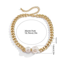 Cubahop Metal Pearl Choker Necklaces Gold Collar Necklace Pendant Chain Jewelry for Women and Girls