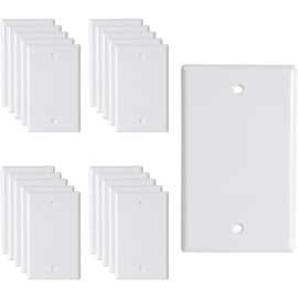 Blank Wall Plates 1-Gang blank Switch Outlet Electrical Cover Plate Unbreakable Thermoplastic Faceplate for Light Receptacle Outlet Switch, White (20 Pack)