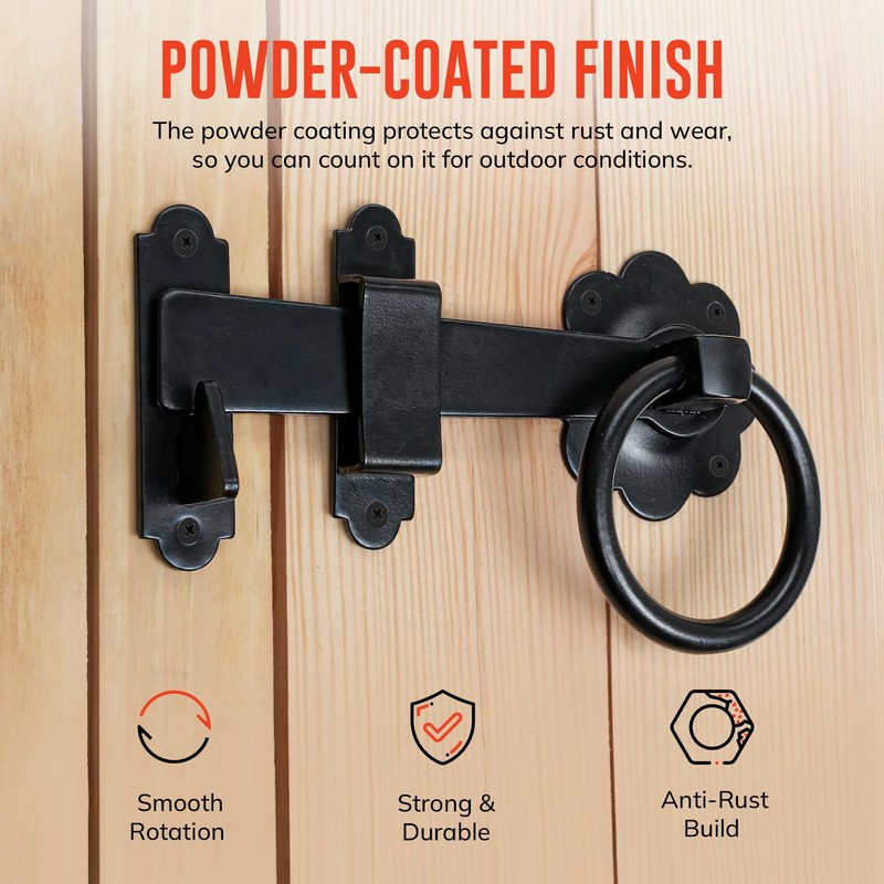 ZAVIA Garden Ring Gate Latch for Garden Gates 6” Door