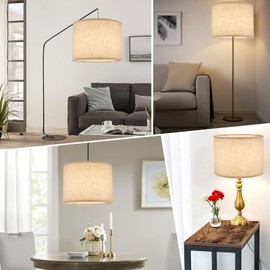 Beige Lamp Shade, Large Drum Lampshade 13''Top X 13'' Bottom X 10'' High, Replacement Lamp Shade Natural Linen Hand Crafted for Table Lamps Floor Lamps Chandelier Lamp, Easy Assembly Required