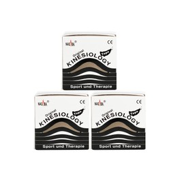 3 x Black Nasara Original Kinesiology Tape 5 cm x 5 m