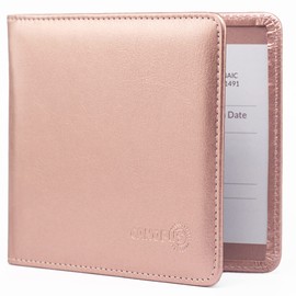 CANOPUS Car Registration and Insurance Holder, PU Leather Card Holder, Vehicle Glove Box Organizer for Auto, SUV, Truck and Motorcycle, Rose Gold