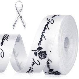 Panelee 20 mm x 9 m Funeral Ribbon for DIY Funeral Ribbon with Text Ribbon for Packaging Funeral Gifts Packaging Photo Frame Funeral Decoration (White)