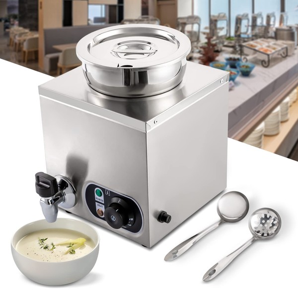 Lidhujnk 110V Electric Commercial Soup Warmer Soup Station 4L 4.2Qt