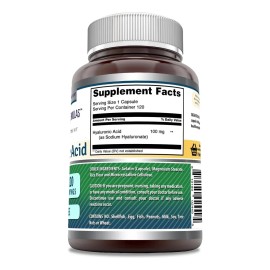 Acido Hialuronico 100 Mg 120 Caps Cabello Tejido Piel Eg Aa0