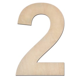 12 Inch Wooden Number 2, 1/4 Inch Thick Large Unfinished Wood Number for Home Wall Decor, DIY Crafts